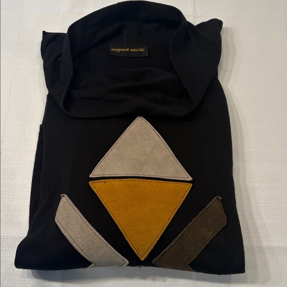 Vintage Osgood Smük Black Geometric Turtleneck Top Size L - Picture 10 of 10